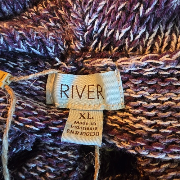 River Soft Cotton Blend Purple Cowl Neck Sweater - Picture 6 of 7